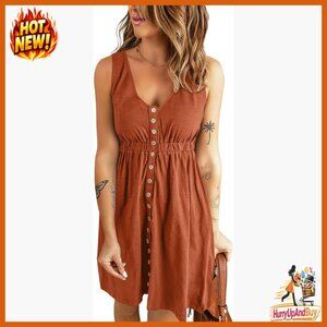 Sleeveless Crewneck Mini Dress Flowy A-Line Casual Summer Beach Vacation Outfit